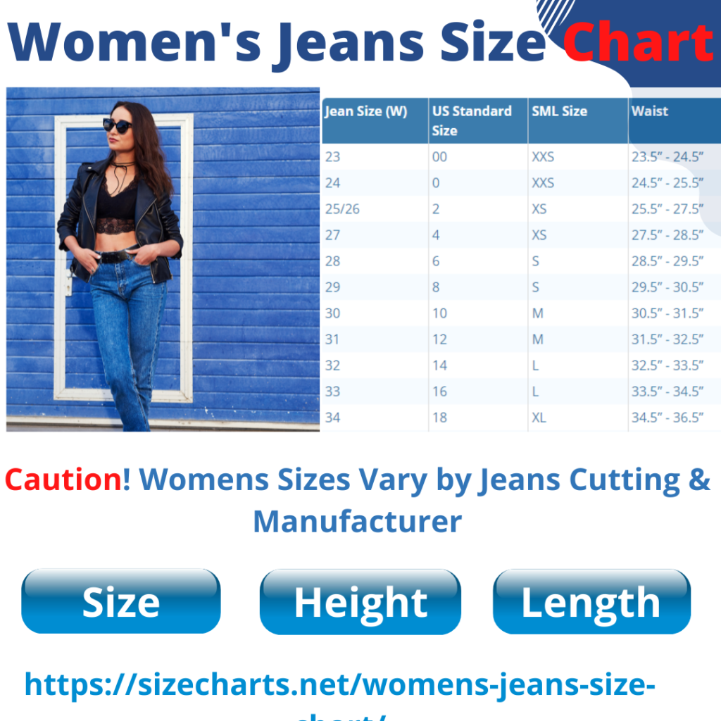 Women’s Jeans Size Chart Conversion, Guide, Cuts