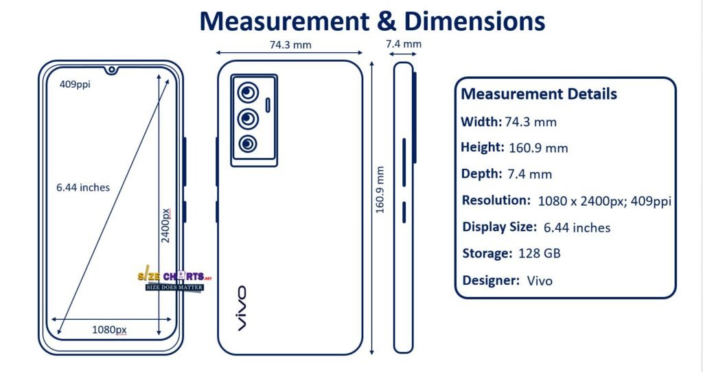 Vivo V23e 5G Size, Measurements & Dimension