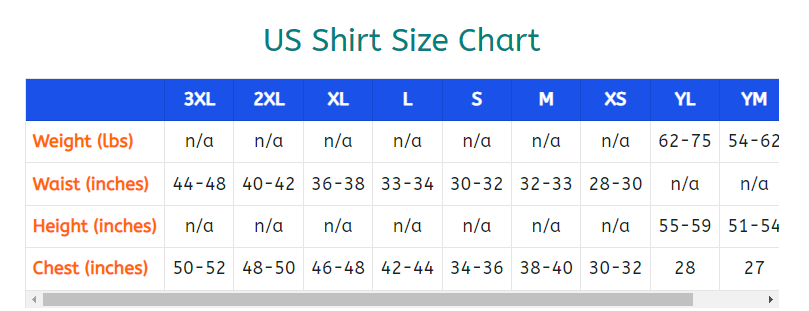 US Shirt Size Chart