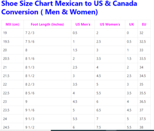 Mexican Shoe Size Charts: Conversion & Measurements