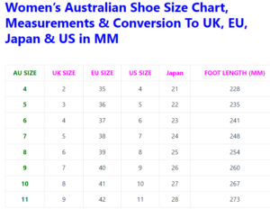 australian men's shoe size 11