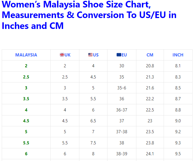 Philippines Shoe Size Charts Conversion And Measurements 50 OFF