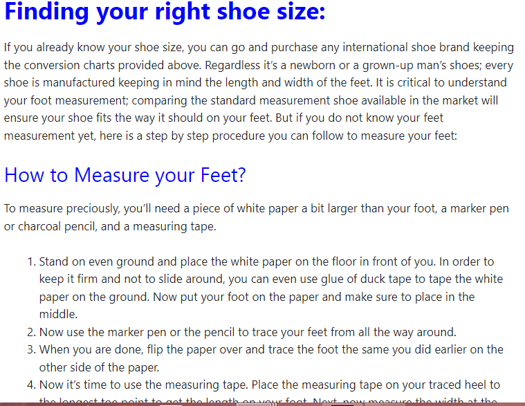 Shoe Sizing Guide