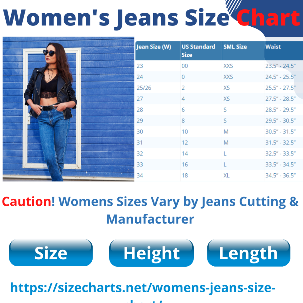 Womens Jeans Size Chart Conversion Guide Cuts 