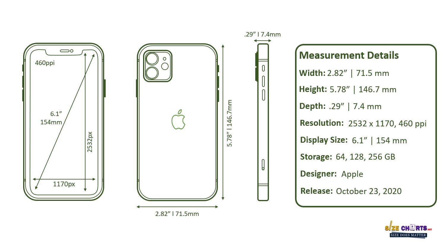 Apple iPhone XS Max Size (12th Gen), Measurements & Dimension