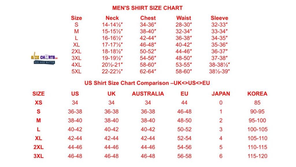 MEN’S SHIRT SIZE CHART