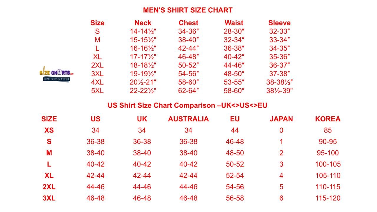Men's Shirt Size Chart & Conversion